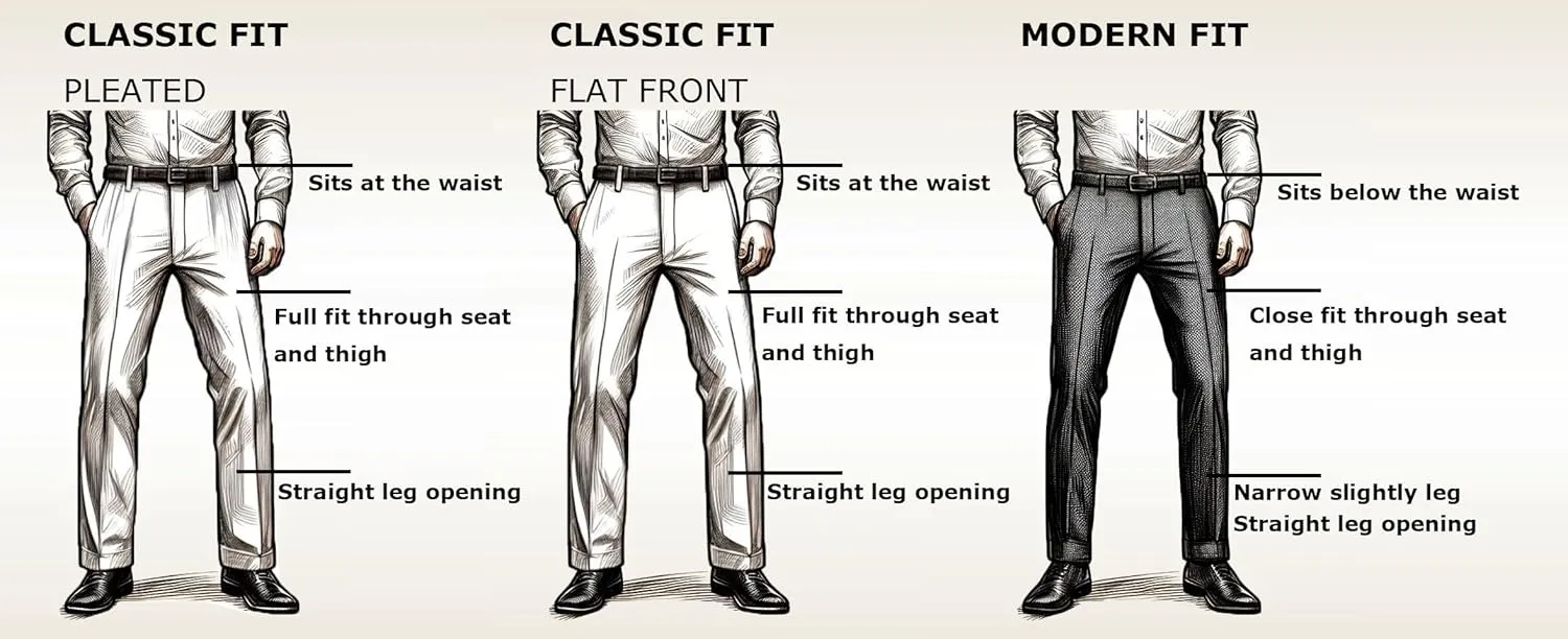 Soojun Men's Flex Pleated Front Classic Fit Dress Pants