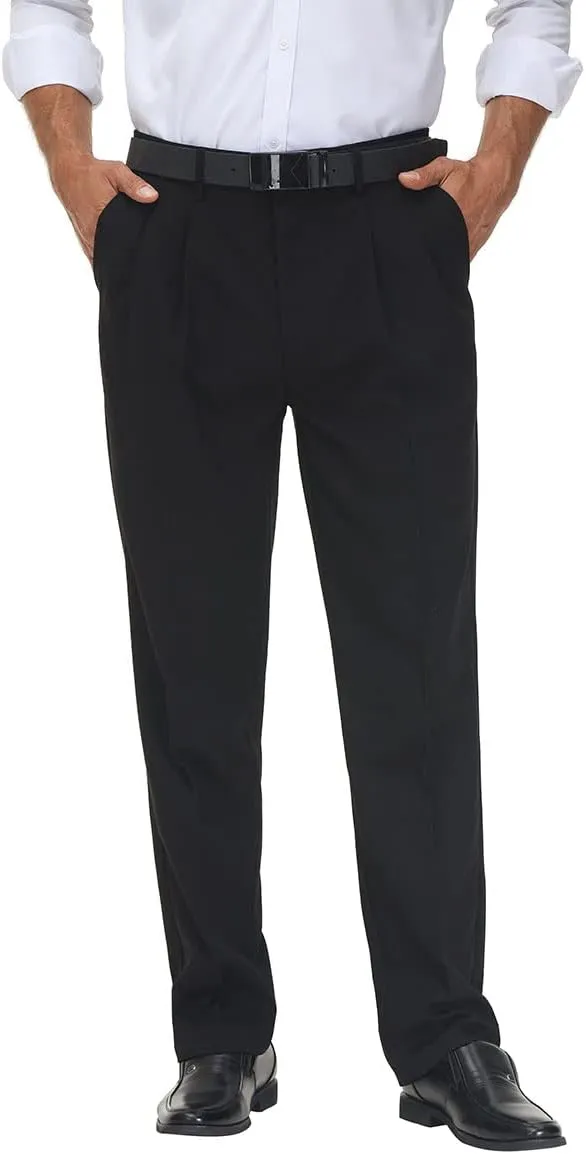 Soojun Men's Flex Pleated Front Classic Fit Dress Pants