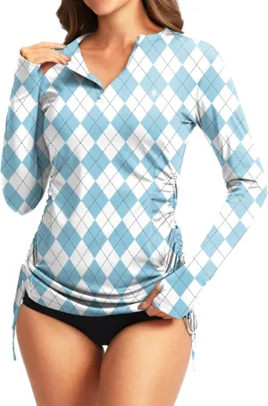 Soothfeel Women's Long Sleeve UV Sun Protection Rash Guard Shirts UPF 50  Swim Shirt Swimsuits Top for Women with Zip Pockets