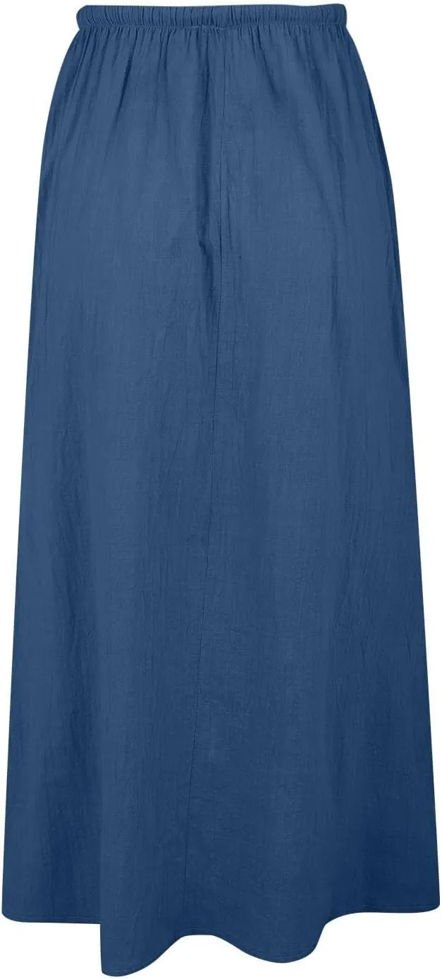 Spring Skirts for Women 2025 Linen Cotton Summer Casual Drawstring Waist A Line Skirts Women Boho Long Flowy Skirt