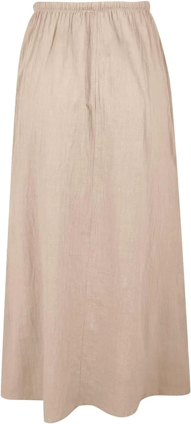 Spring Skirts for Women 2025 Linen Cotton Summer Casual Drawstring Waist A Line Skirts Women Boho Long Flowy Skirt