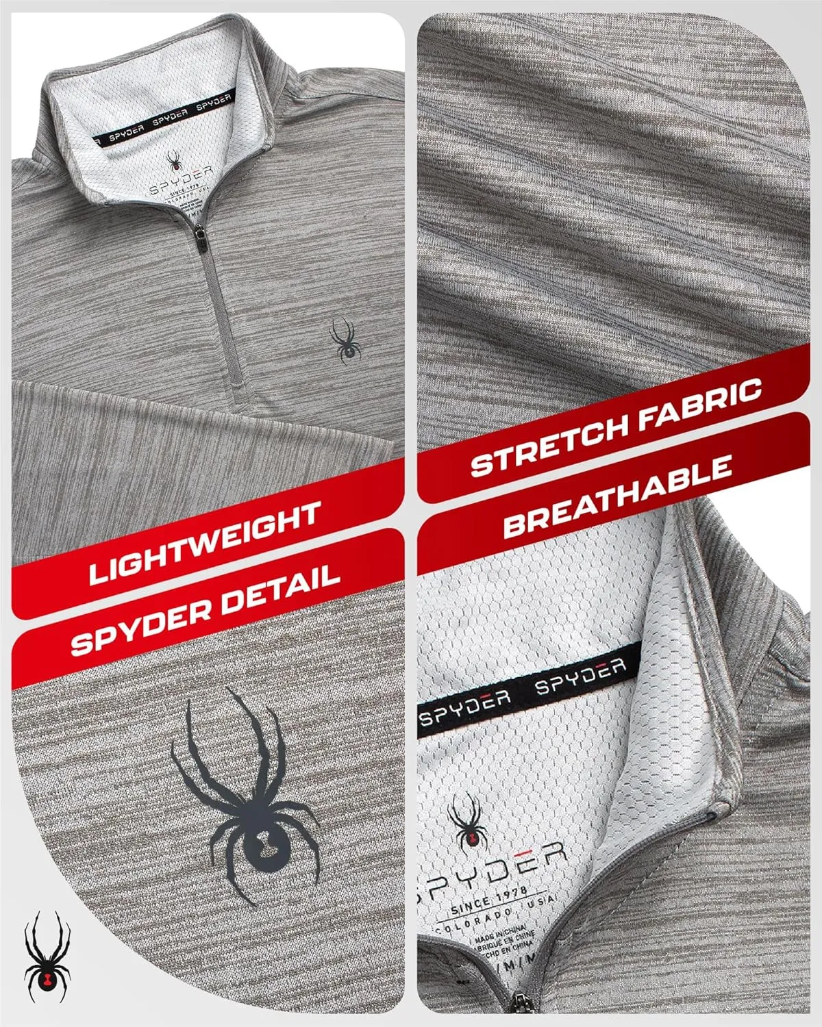 Spyder Mens Quarter Zip Pullover Sweatshirt - Moisture Wicking Shirts For Men - 1/4 Zip Pullover Mens Golf Sweaters for Men