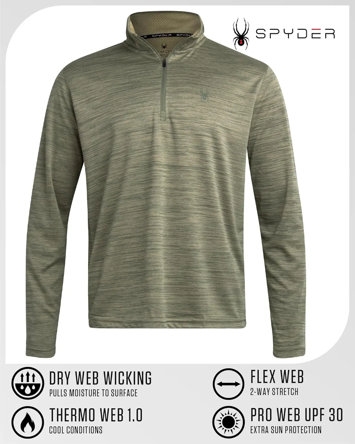 Spyder Mens Quarter Zip Pullover Sweatshirt - Moisture Wicking Shirts For Men - 1/4 Zip Pullover Mens Golf Sweaters for Men
