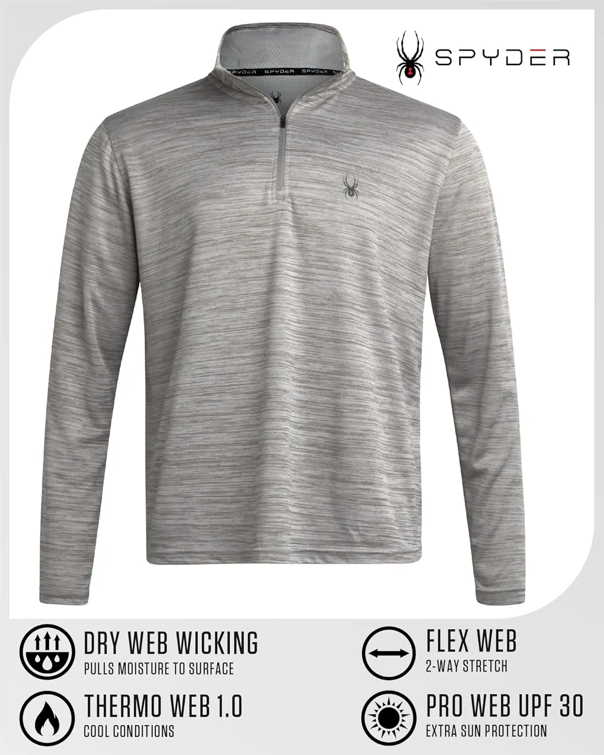 Spyder Mens Quarter Zip Pullover Sweatshirt - Moisture Wicking Shirts For Men - 1/4 Zip Pullover Mens Golf Sweaters for Men