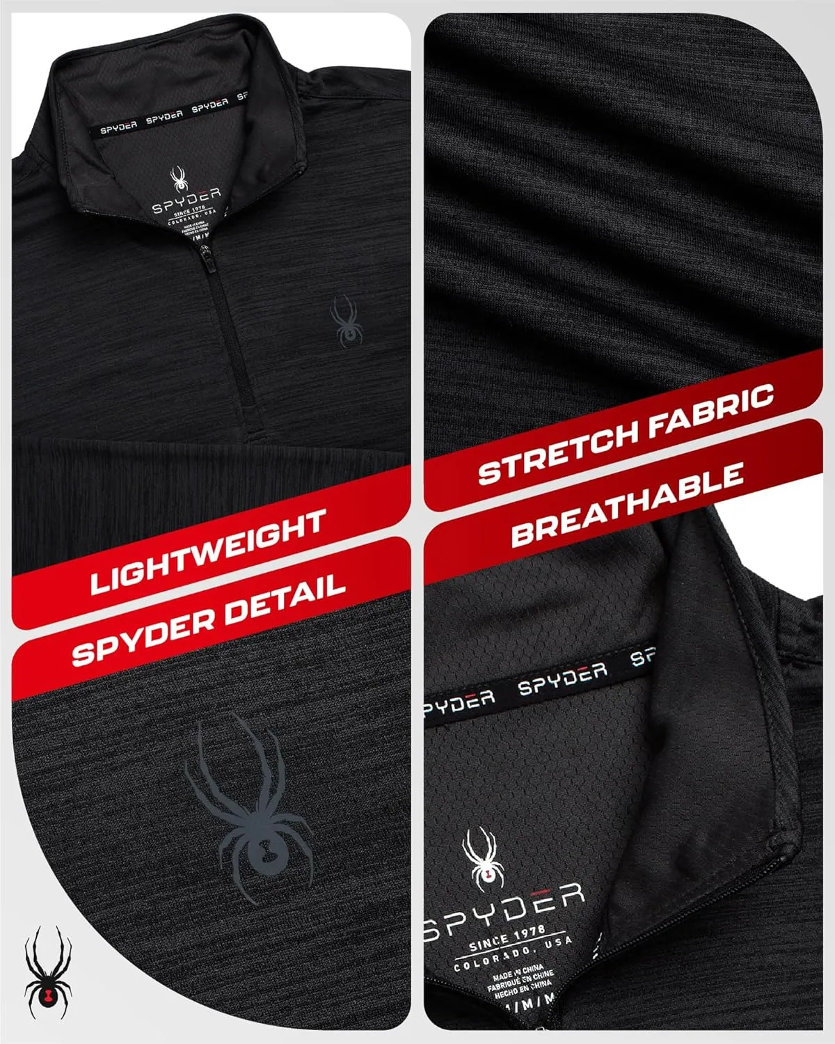 Spyder Mens Quarter Zip Pullover Sweatshirt - Moisture Wicking Shirts For Men - 1/4 Zip Pullover Mens Golf Sweaters for Men