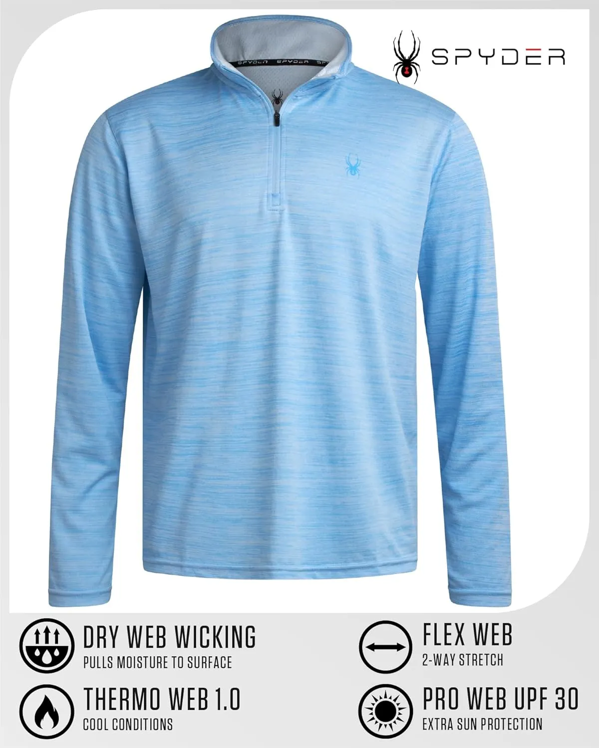 Spyder Mens Quarter Zip Pullover Sweatshirt - Moisture Wicking Shirts For Men - 1/4 Zip Pullover Mens Golf Sweaters for Men