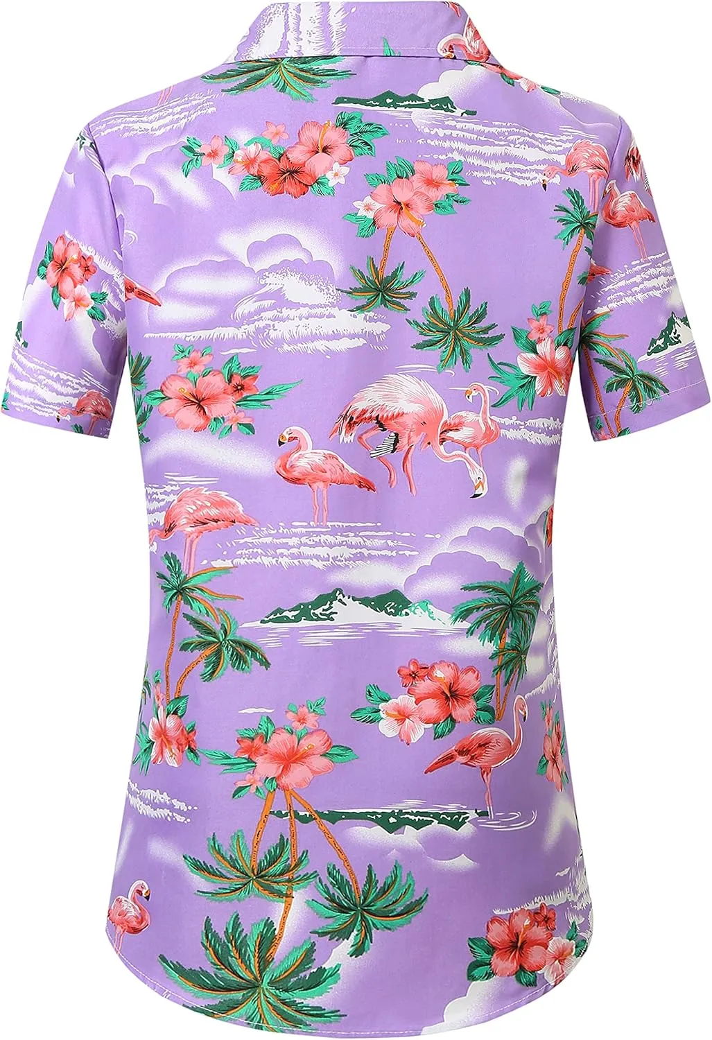 SSLR Hawaiian Shirts for Women Flamingo Shirt Tropical Shirts for Women Summer Casual Short Sleeve