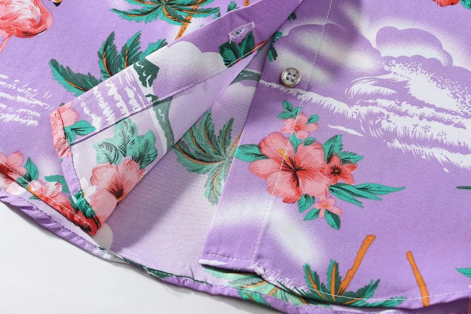 SSLR Hawaiian Shirts for Women Flamingo Shirt Tropical Shirts for Women Summer Casual Short Sleeve