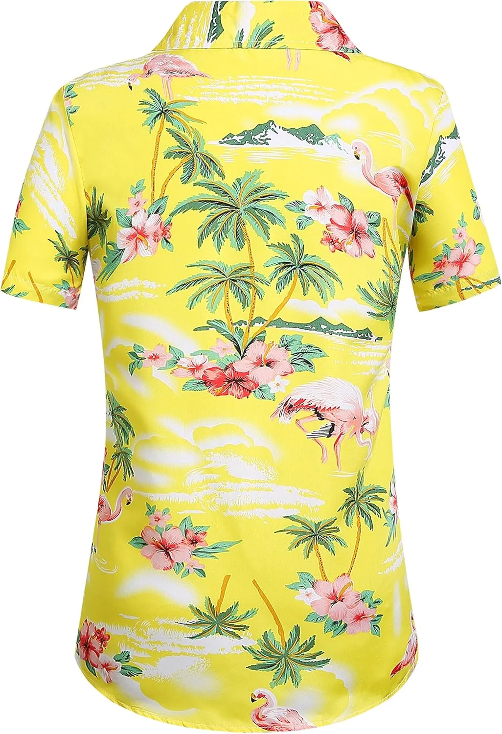 SSLR Hawaiian Shirts for Women Flamingo Shirt Tropical Shirts for Women Summer Casual Short Sleeve
