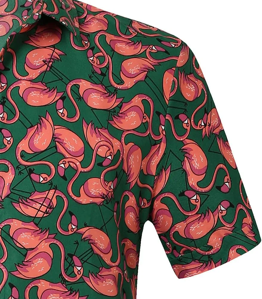 SSLR Mens Short Sleeve Button Down Shirts Casual Summer Hawaiian Shirts for Men