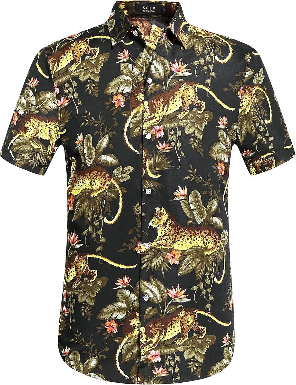 SSLR Mens Short Sleeve Button Down Shirts Casual Summer Hawaiian Shirts for Men
