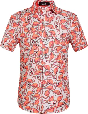 SSLR Mens Short Sleeve Button Down Shirts Casual Summer Hawaiian Shirts for Men