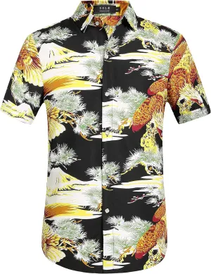 SSLR Mens Short Sleeve Button Down Shirts Casual Summer Hawaiian Shirts for Men