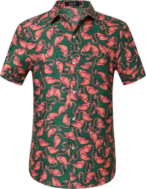 SSLR Mens Short Sleeve Button Down Shirts Casual Summer Hawaiian Shirts for Men