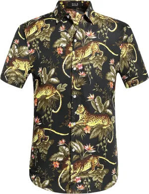 SSLR Mens Short Sleeve Button Down Shirts Casual Summer Hawaiian Shirts for Men