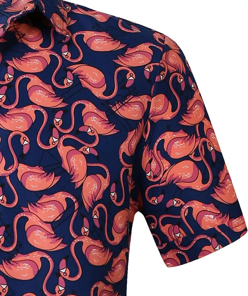 SSLR Mens Short Sleeve Button Down Shirts Casual Summer Hawaiian Shirts for Men
