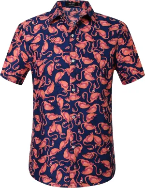SSLR Mens Short Sleeve Button Down Shirts Casual Summer Hawaiian Shirts for Men