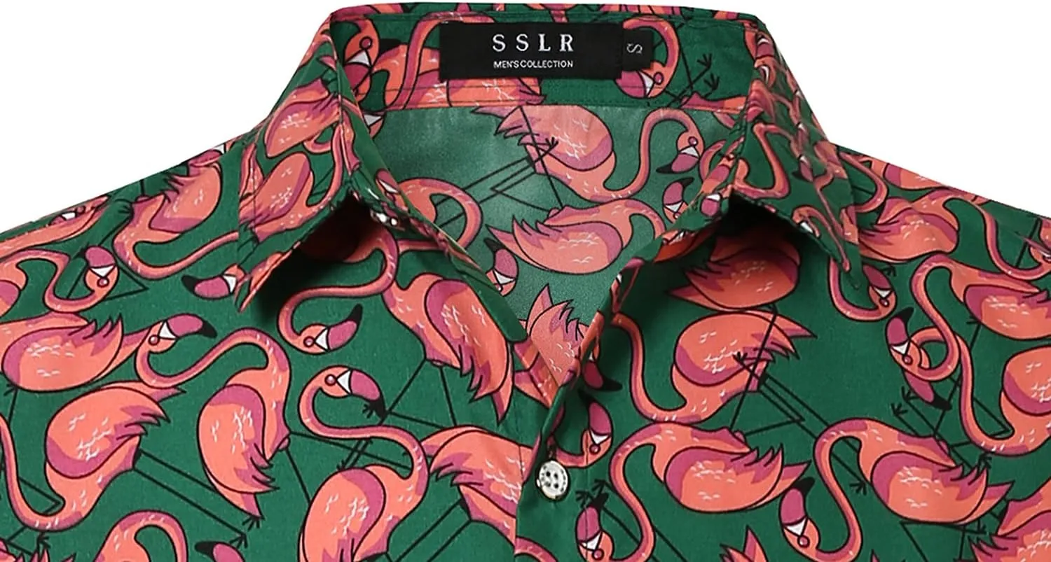 SSLR Mens Short Sleeve Button Down Shirts Casual Summer Hawaiian Shirts for Men