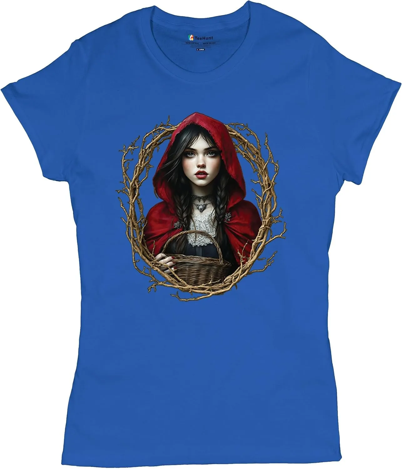 Storybook Red Riding Hood Women's T-Shirt Gothic Fairytale Cute Little Girl Forest Fantasy Witchy Cloak Cartoon Women's Tee