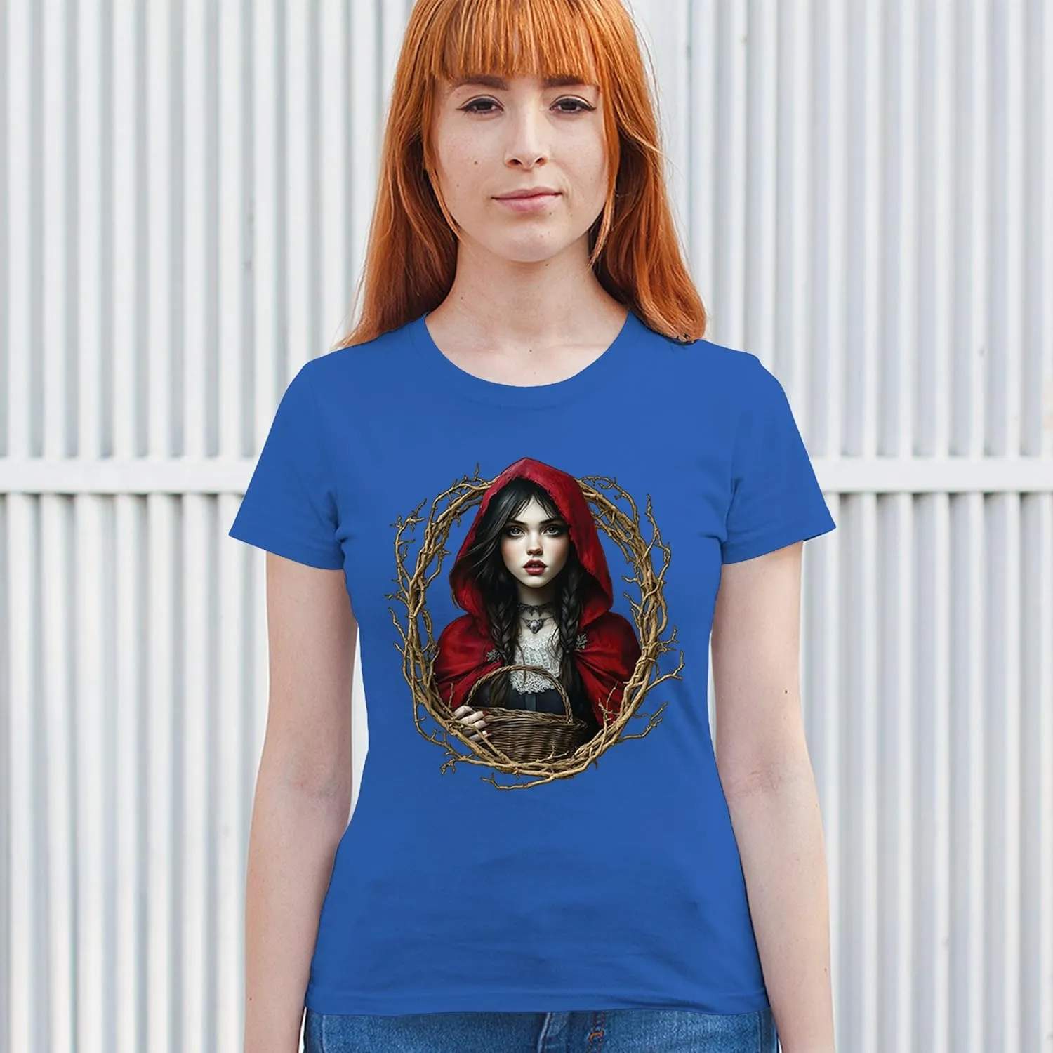 Storybook Red Riding Hood Women's T-Shirt Gothic Fairytale Cute Little Girl Forest Fantasy Witchy Cloak Cartoon Women's Tee