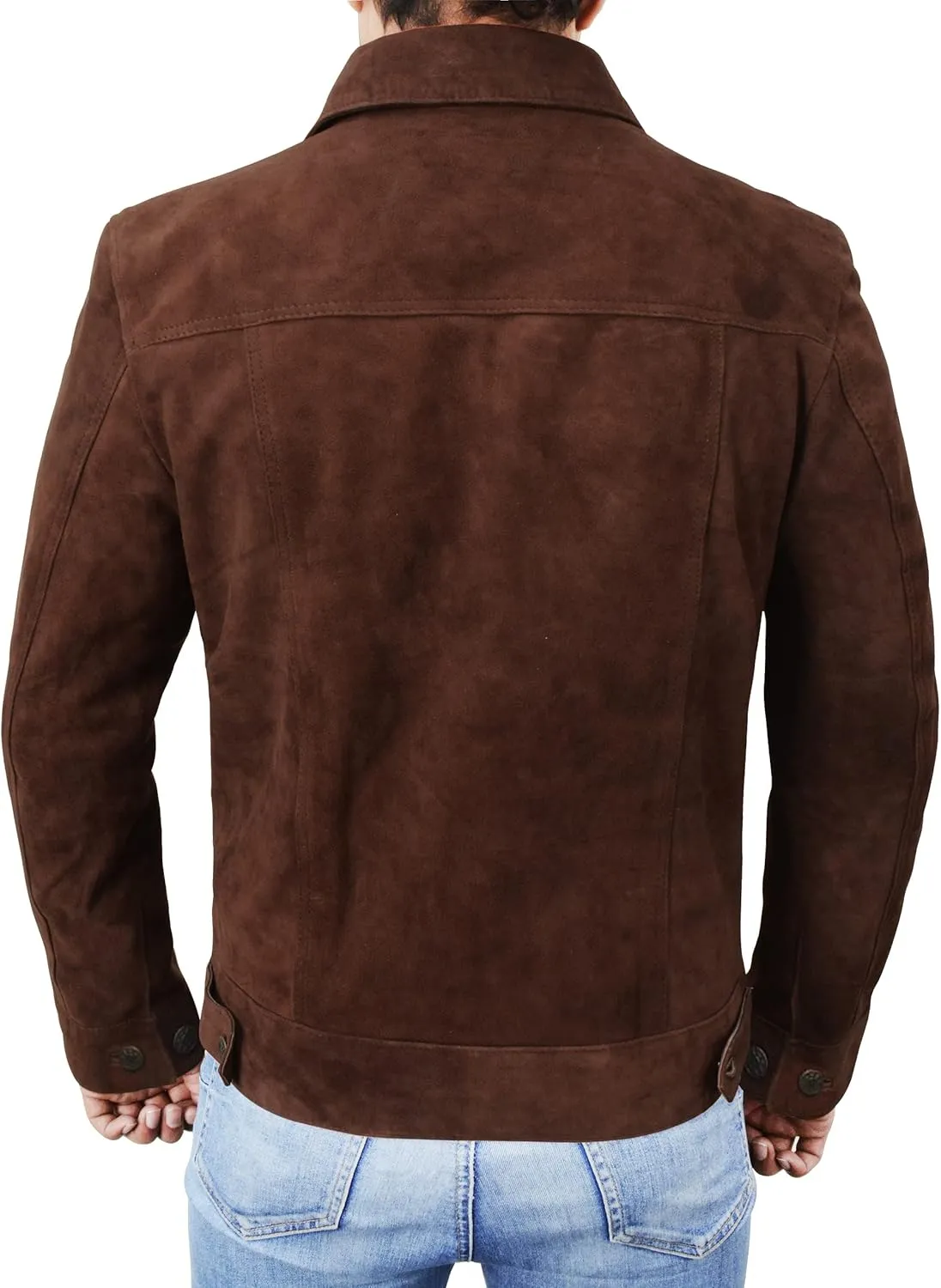 Suede Trucker Jacket Mens - Western Style Cowboy Leather Coat