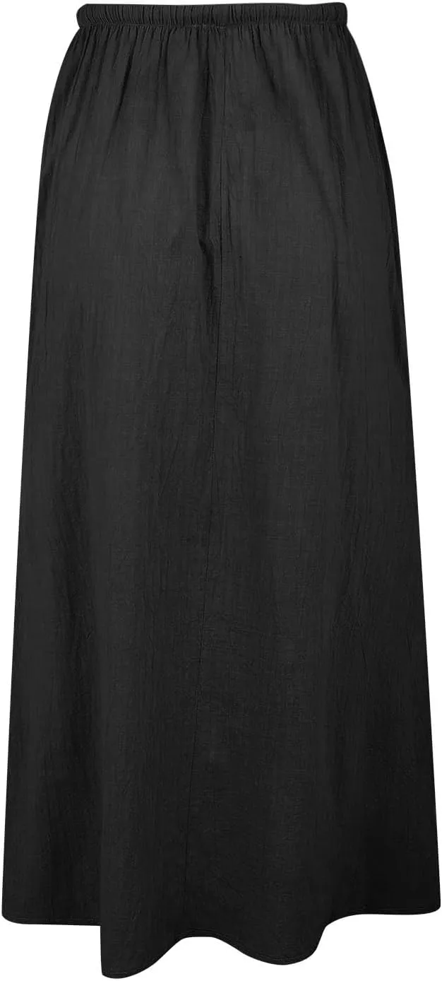 Summer Skirts for Women 2025 Casual Linen Maxi Skirts A Line Dresses Drawstring Waist Boho Long Flowy Skirt