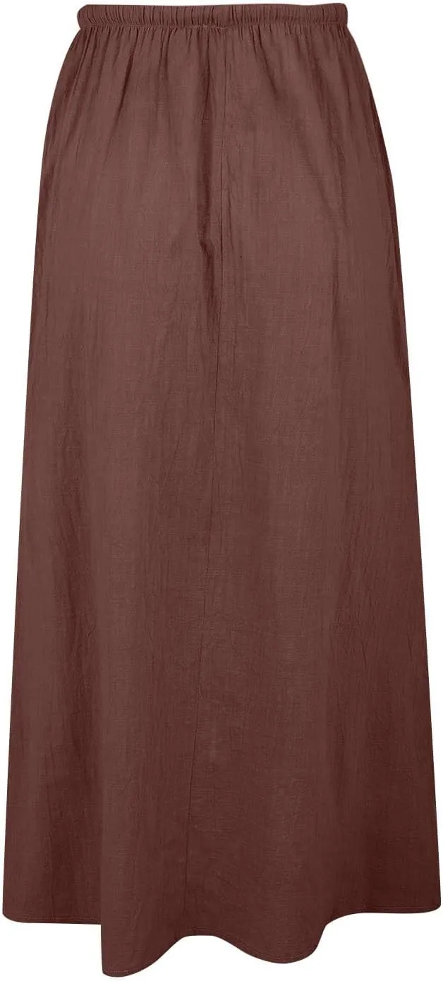 Summer Skirts for Women 2025 Casual Linen Maxi Skirts A Line Dresses Drawstring Waist Boho Long Flowy Skirt