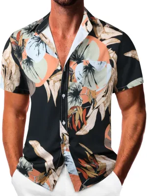 Sumolux Mens Hawaiian Shirts Floral Button Down Tropical Holiday Beach Shirts