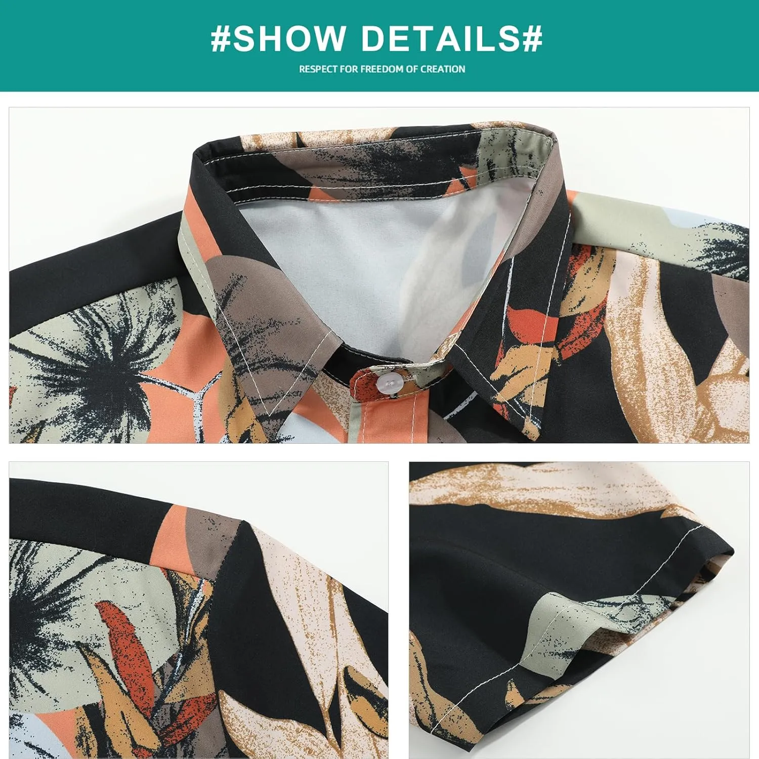 Sumolux Mens Hawaiian Shirts Floral Button Down Tropical Holiday Beach Shirts