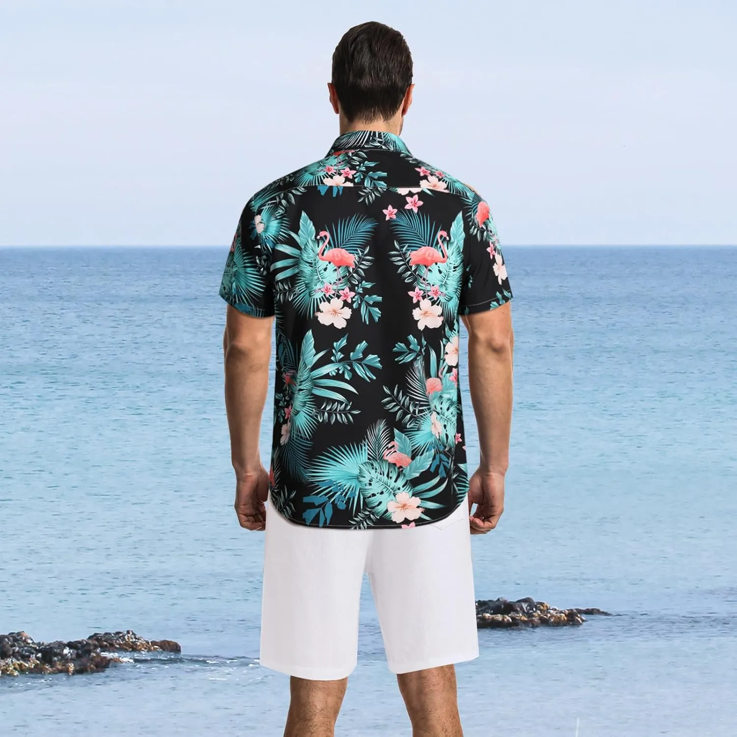 Sumolux Mens Hawaiian Shirts Floral Button Down Tropical Holiday Beach Shirts
