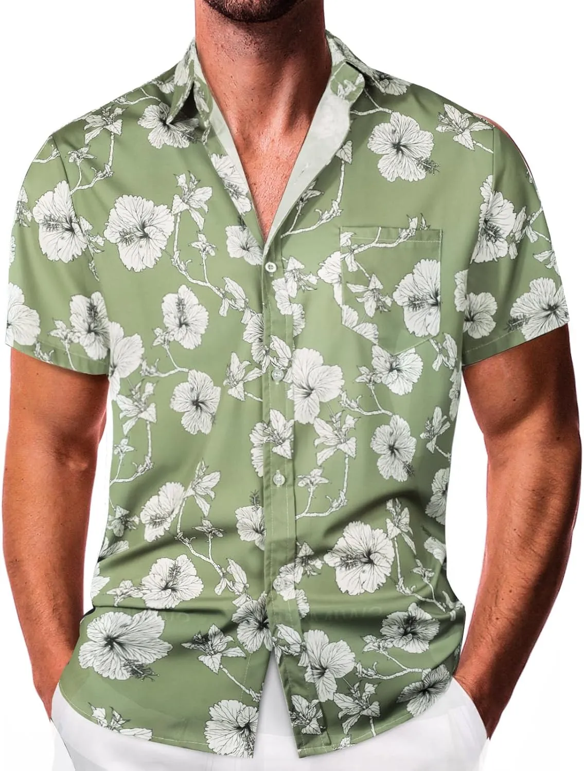 Sumolux Mens Hawaiian Shirts Floral Button Down Tropical Holiday Beach Shirts