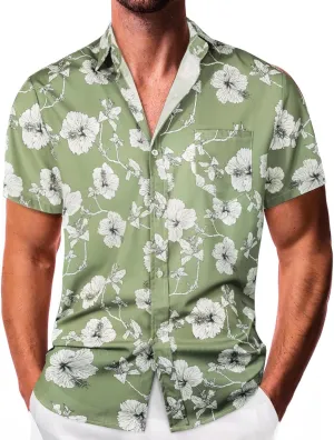 Sumolux Mens Hawaiian Shirts Floral Button Down Tropical Holiday Beach Shirts