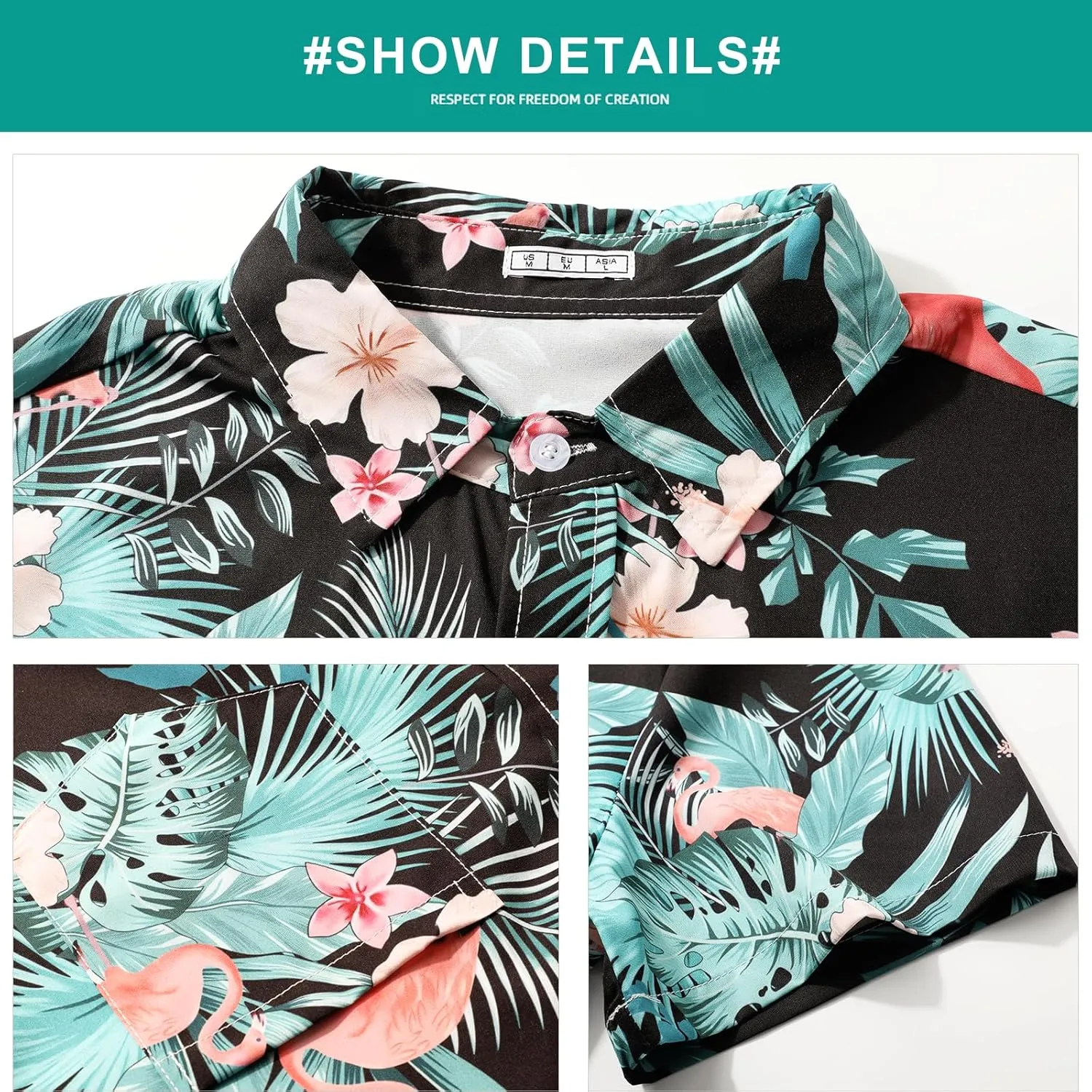 Sumolux Mens Hawaiian Shirts Floral Button Down Tropical Holiday Beach Shirts
