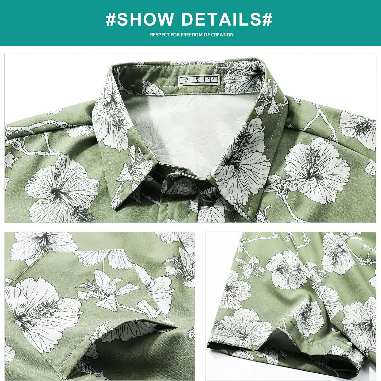 Sumolux Mens Hawaiian Shirts Floral Button Down Tropical Holiday Beach Shirts
