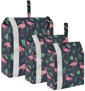 susiyo 3 Pcs Packing Cubes Set Flamingo and Tropical Leaves Lightweight Fabric Suitcase Storage Bags