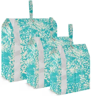 susiyo 3 Pcs Packing Cubes Set Teal Leopard Skin Print Lightweight Fabric Suitcase Storage Bags