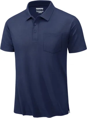 TACVASEN Mens Polo Golf Shirts with Pocket Pique Cooling Performance Moisture Wicking Polo Shirts
