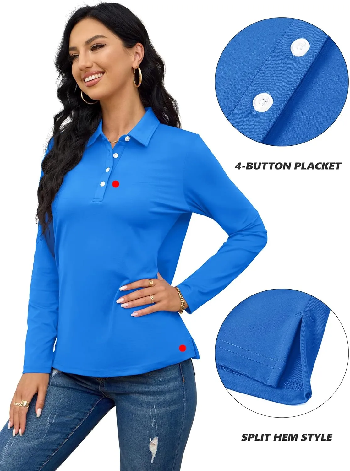 TACVASEN Polo Shirts for Women Casual T-Shirts Long Sleeve Golf Tops