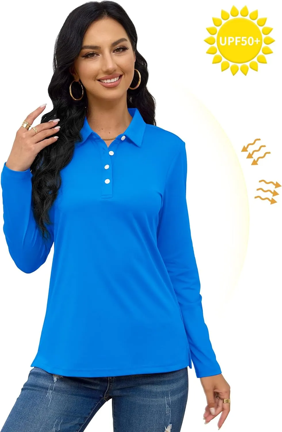 TACVASEN Polo Shirts for Women Casual T-Shirts Long Sleeve Golf Tops