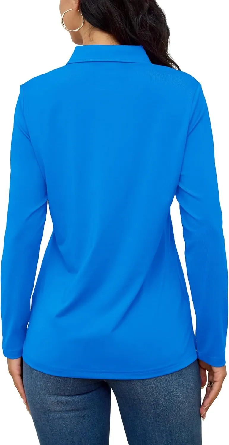 TACVASEN Polo Shirts for Women Casual T-Shirts Long Sleeve Golf Tops