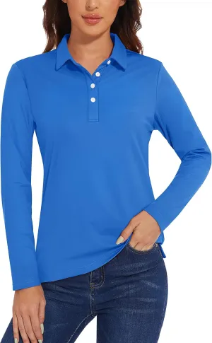 TACVASEN Polo Shirts for Women Casual T-Shirts Long Sleeve Golf Tops