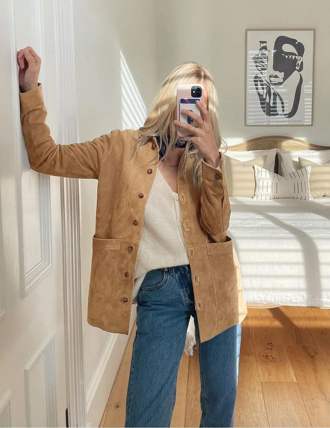 Tankaneo Womens Faux Suede Shirts Jackets Casual Button Down Long Sleeve Shackets Coat Trendy 2025 Spring Clothes