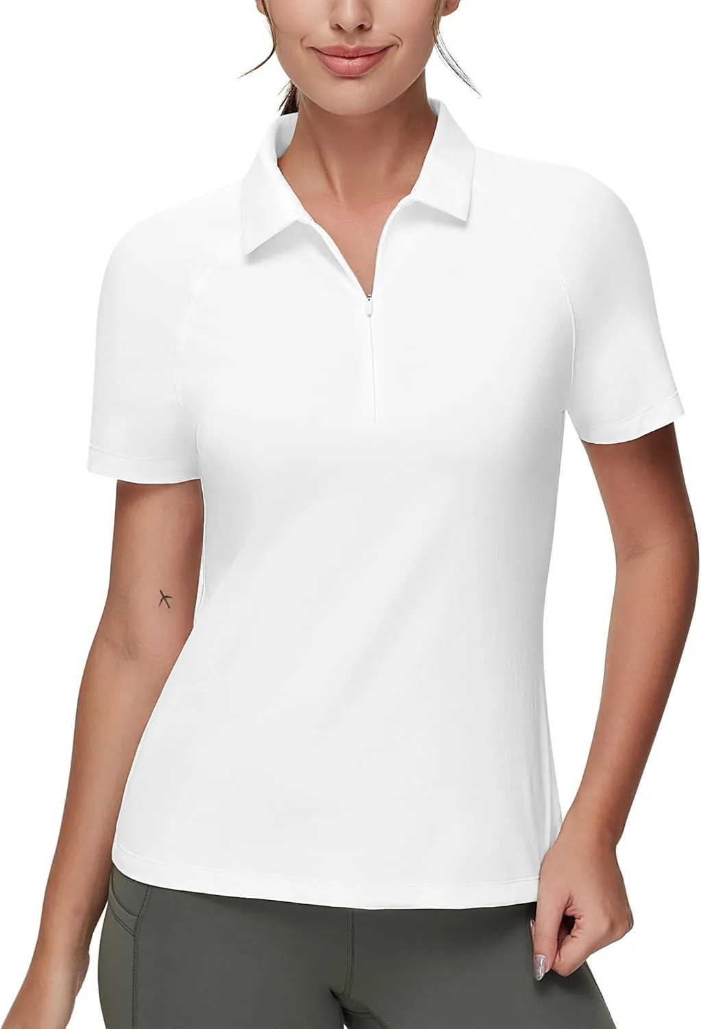 THE GYM PEOPLE Women's Slim Fit Polo Shirts Zip Up Lightweight Quick Dry Collared Golf Workout Tee Tops