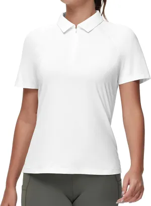 THE GYM PEOPLE Women's Slim Fit Polo Shirts Zip Up Lightweight Quick Dry Collared Golf Workout Tee Tops