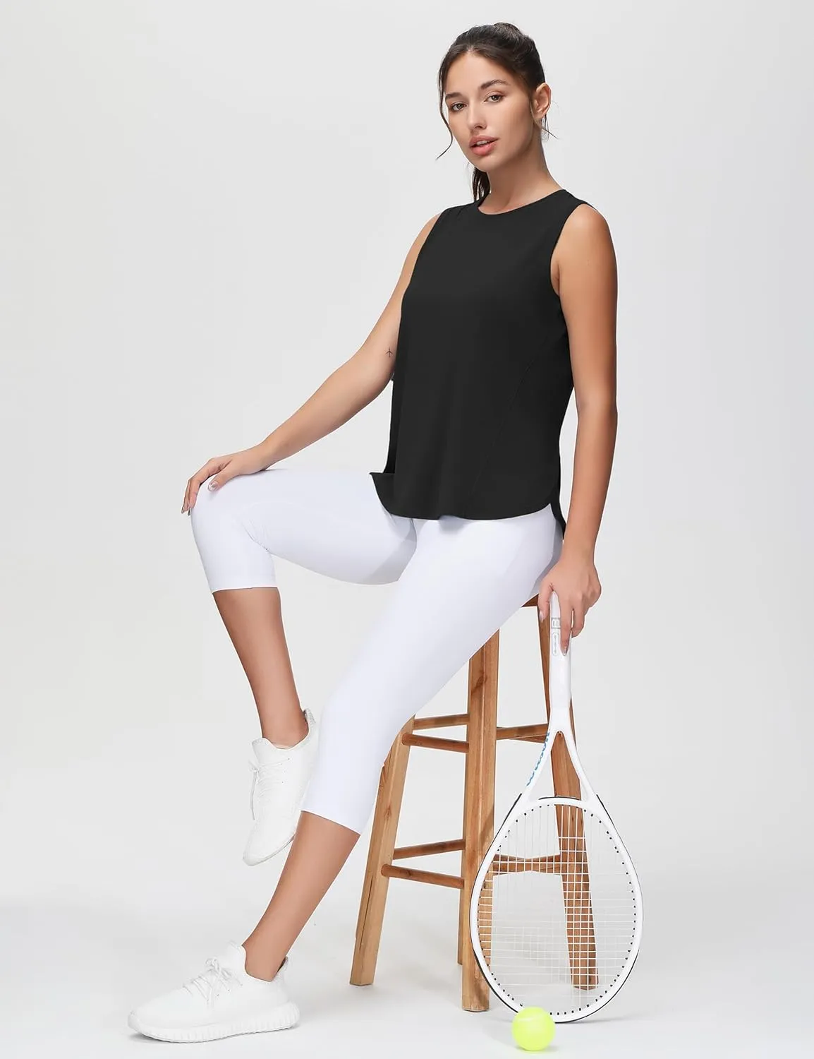 THE GYM PEOPLE Women's Workout Tank Tops Loose Fit Sleeveless Breathable Yoga Shirts with Side Slits