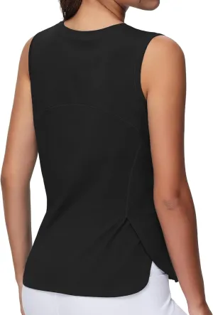 THE GYM PEOPLE Women's Workout Tank Tops Loose Fit Sleeveless Breathable Yoga Shirts with Side Slits