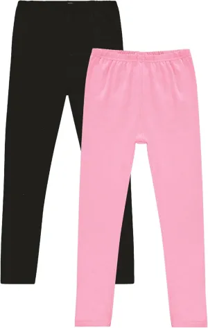 Toddler and Big Girls Leggings, Black Cotton Spandex Stretch Pants - Kids Dance Clothing, Yoga and Ballet Tights, 5-Pack