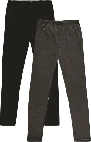 Toddler and Big Girls Leggings, Black Cotton Spandex Stretch Pants - Kids Dance Clothing, Yoga and Ballet Tights, 5-Pack