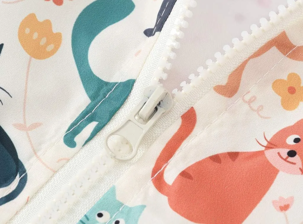 Toddler Boys Girls Sunscreen Hooded Cartoon Print Zip Jacket Trench Lightweight Kids Coats Windbreaker Casual Outerwear