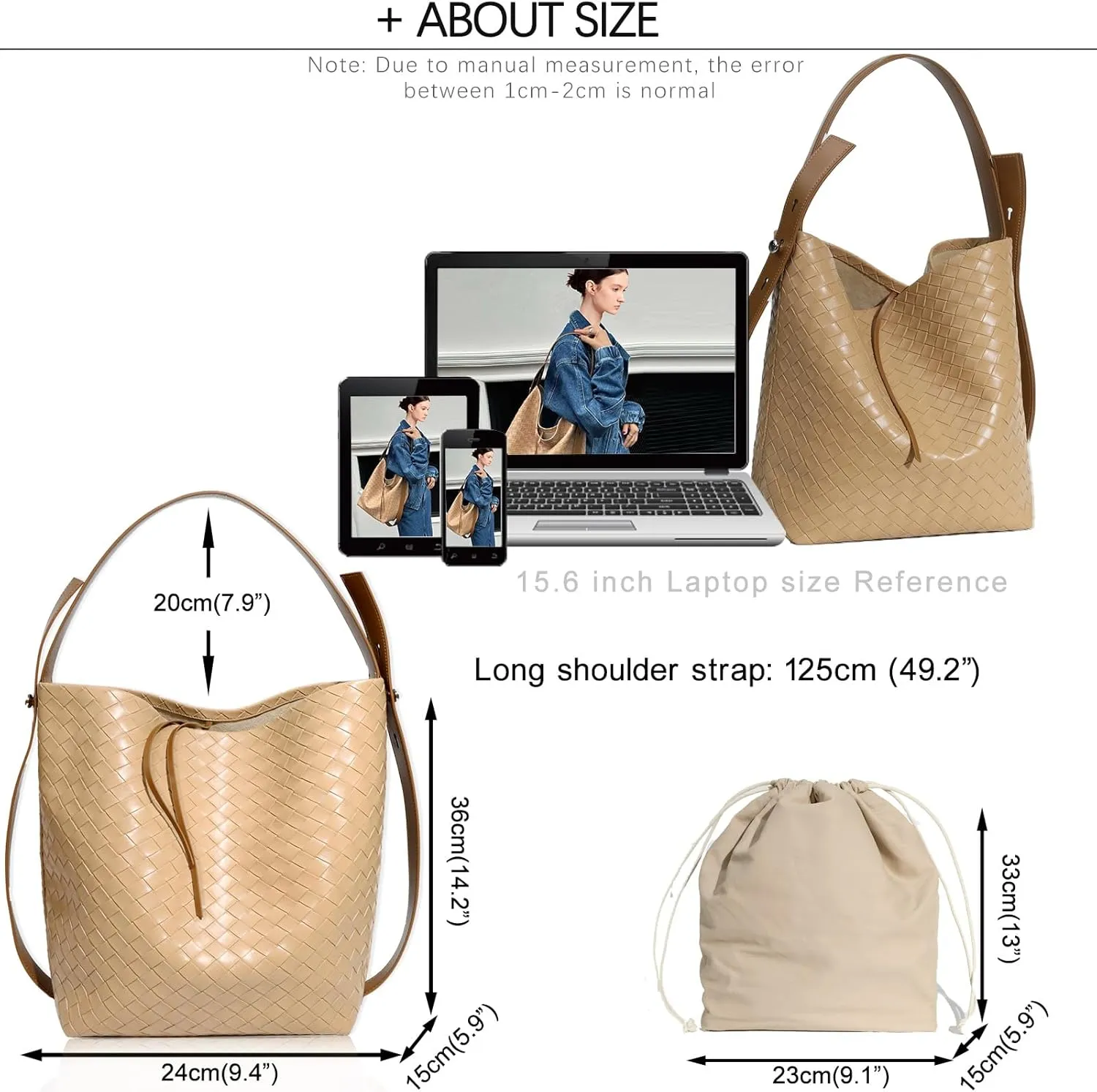Tote Bag for Women, Soft Genuine Leather Fashion Hobo Handbag, Large Capacity Purse Top Handle Shoulder Bag Travel